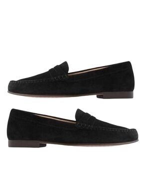 J. Crew Suede Penny Loafers Black Leather Preppy Academia Old Money Quiet Luxury